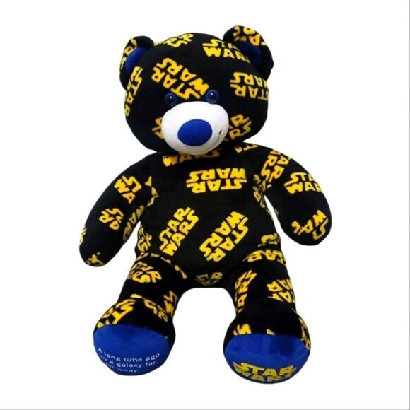 Build a Bear  Black and Yellow Star Wars Logo stuffed Teddy Bear Size One Size - Picture 1 of 4